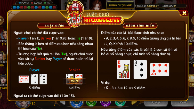 Cách tính điểm baccarat online